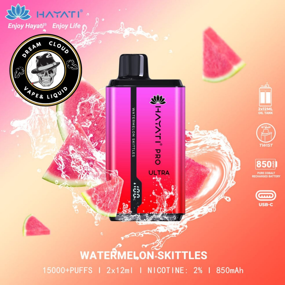Hayati Pro Ultra 15k Puff -Watermelon Skittles